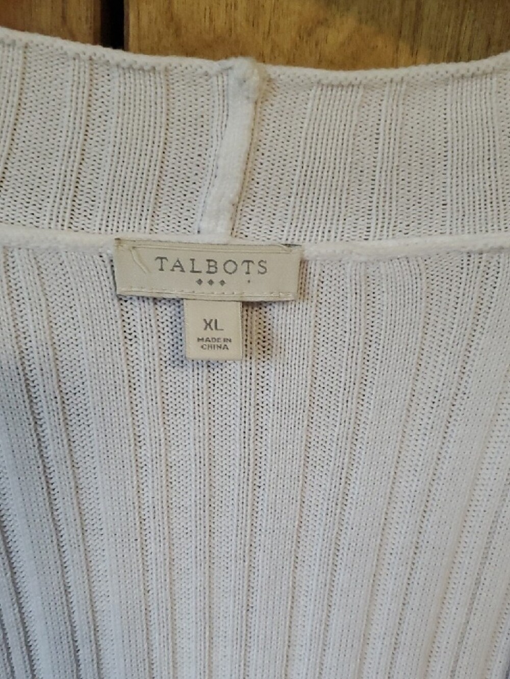 Talbots White Open-Front Ribbed Cardigan - Picture 2 of 9